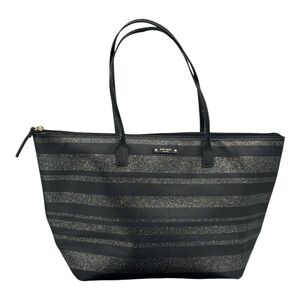 Kate Spade  Silver Glitter Striped Tote Bag